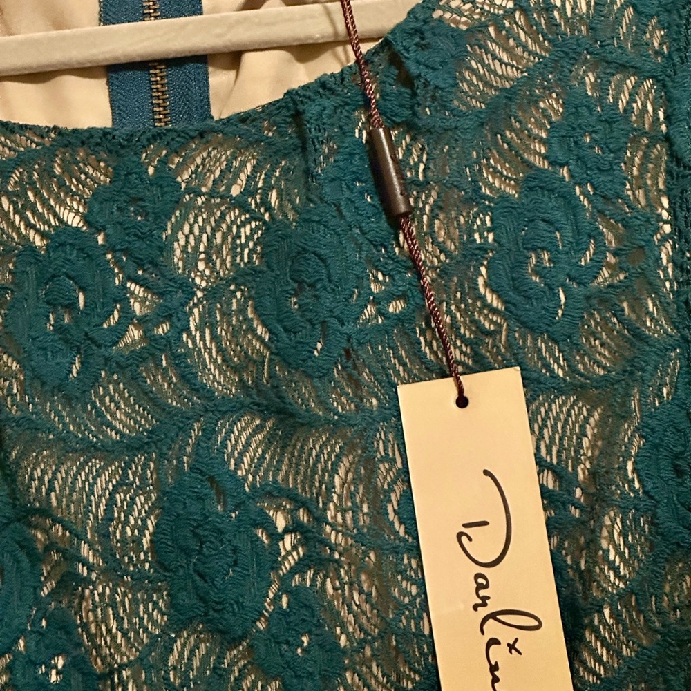 Darling Teal Lace Dress - Picture 7 of 7